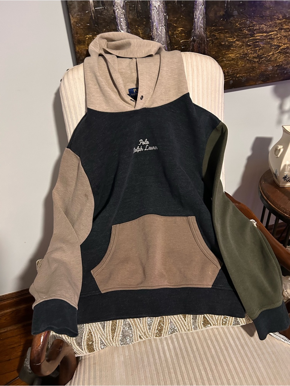Men’s Polo Ralph Lauren Three-Tone Hooded Sweatshirt size medium